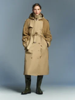 Aigle by Setchu trench-coat empiècement sherpa - Beige