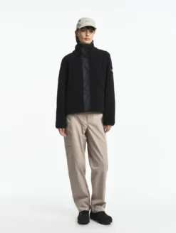 Blouson boutonné en sherpa - Noir