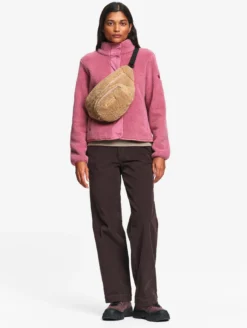 Blouson boutonné en sherpa - Rose