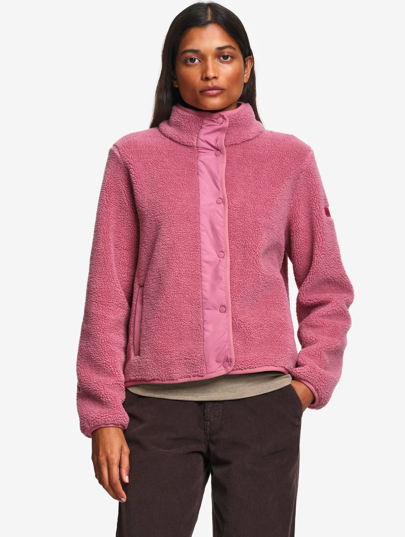 Blouson boutonné en sherpa - Rose