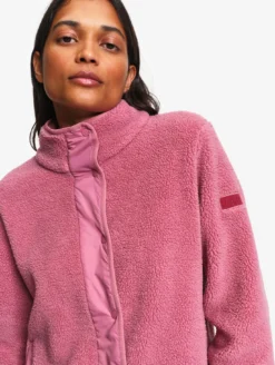 Blouson boutonné en sherpa - Rose