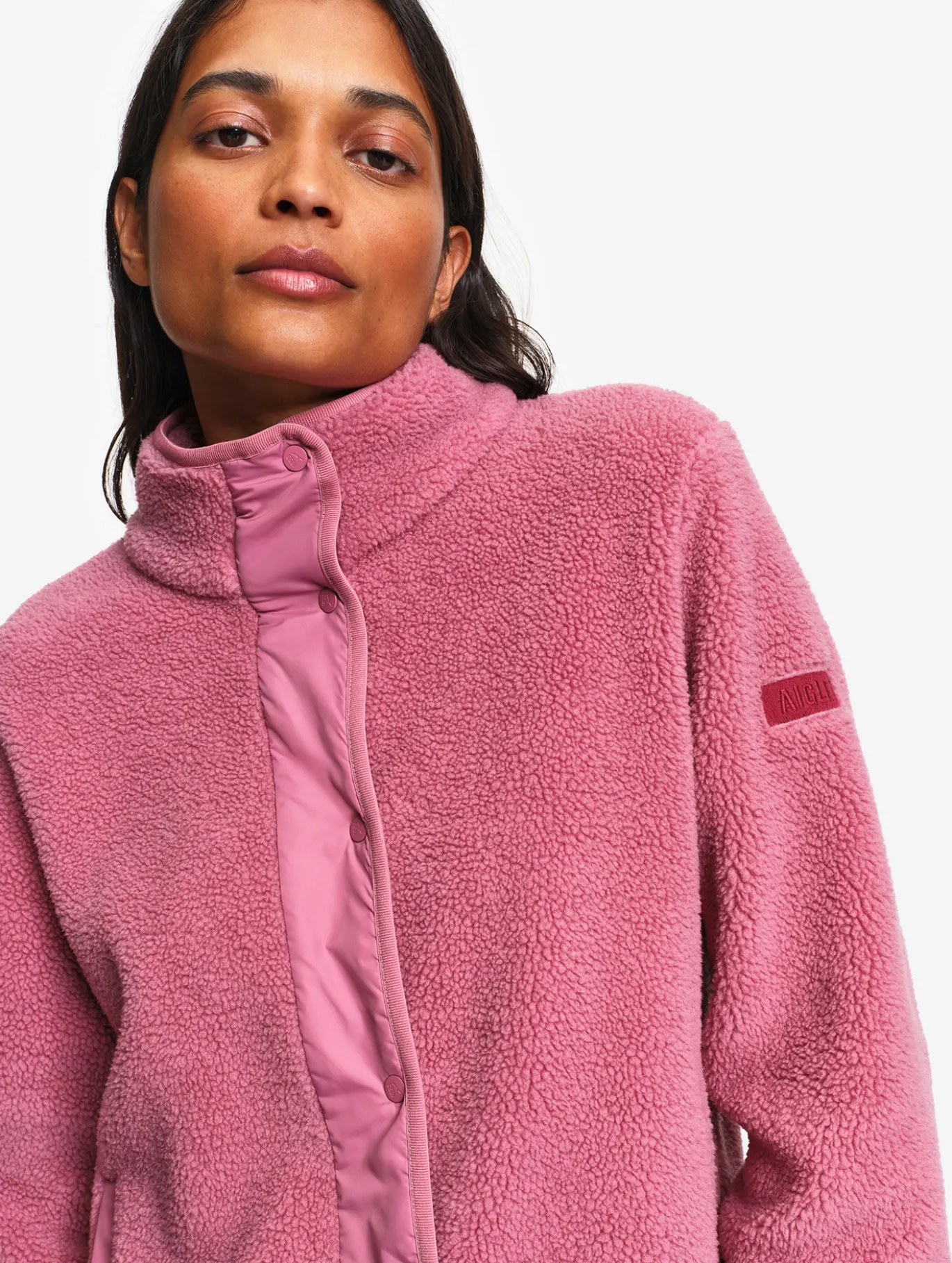 Blouson boutonné en sherpa - Rose