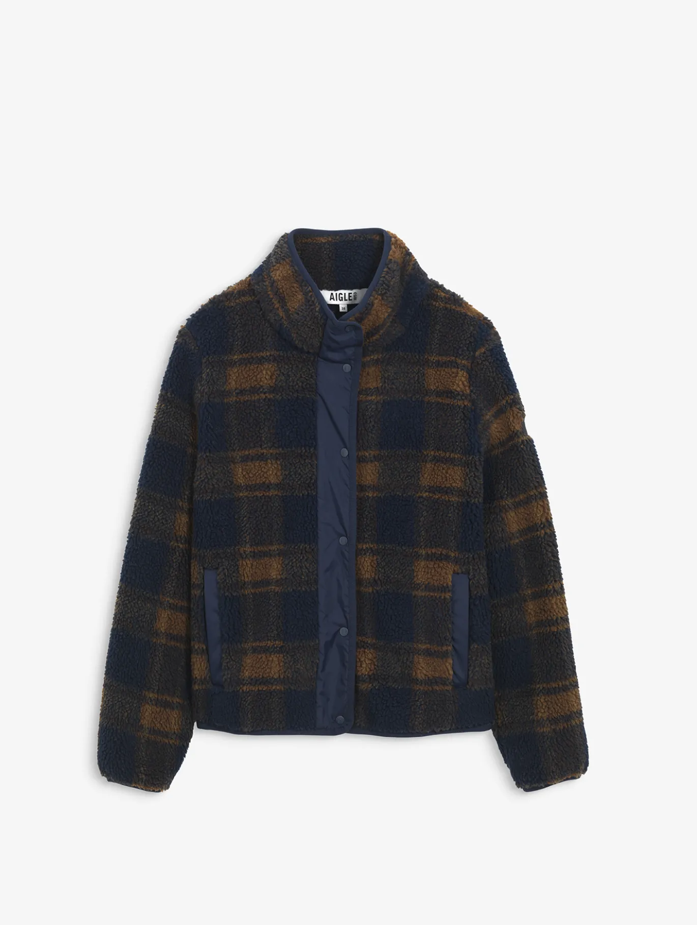 Blouson jacquard en sherpa - Bleu