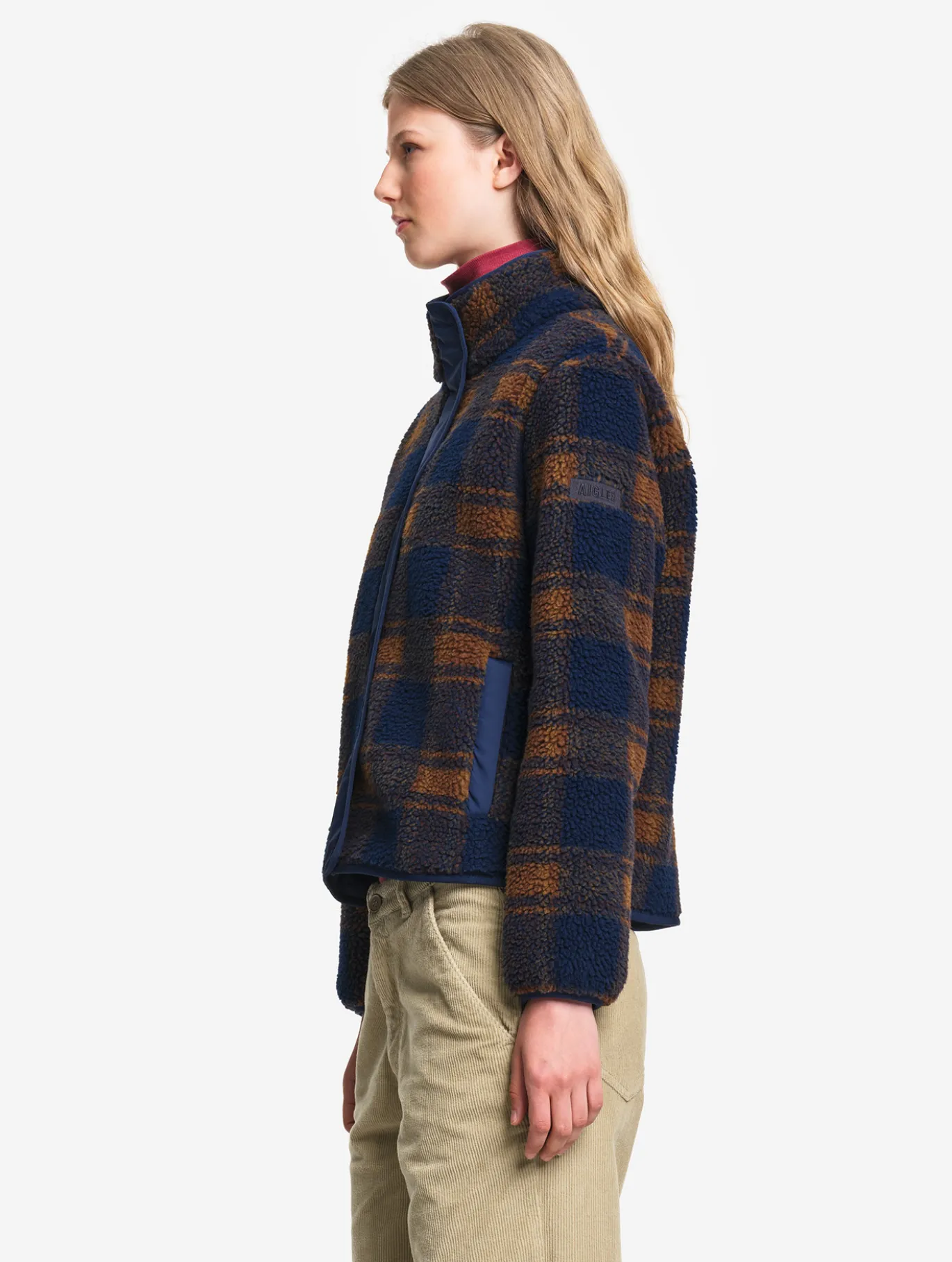 Blouson jacquard en sherpa - Bleu