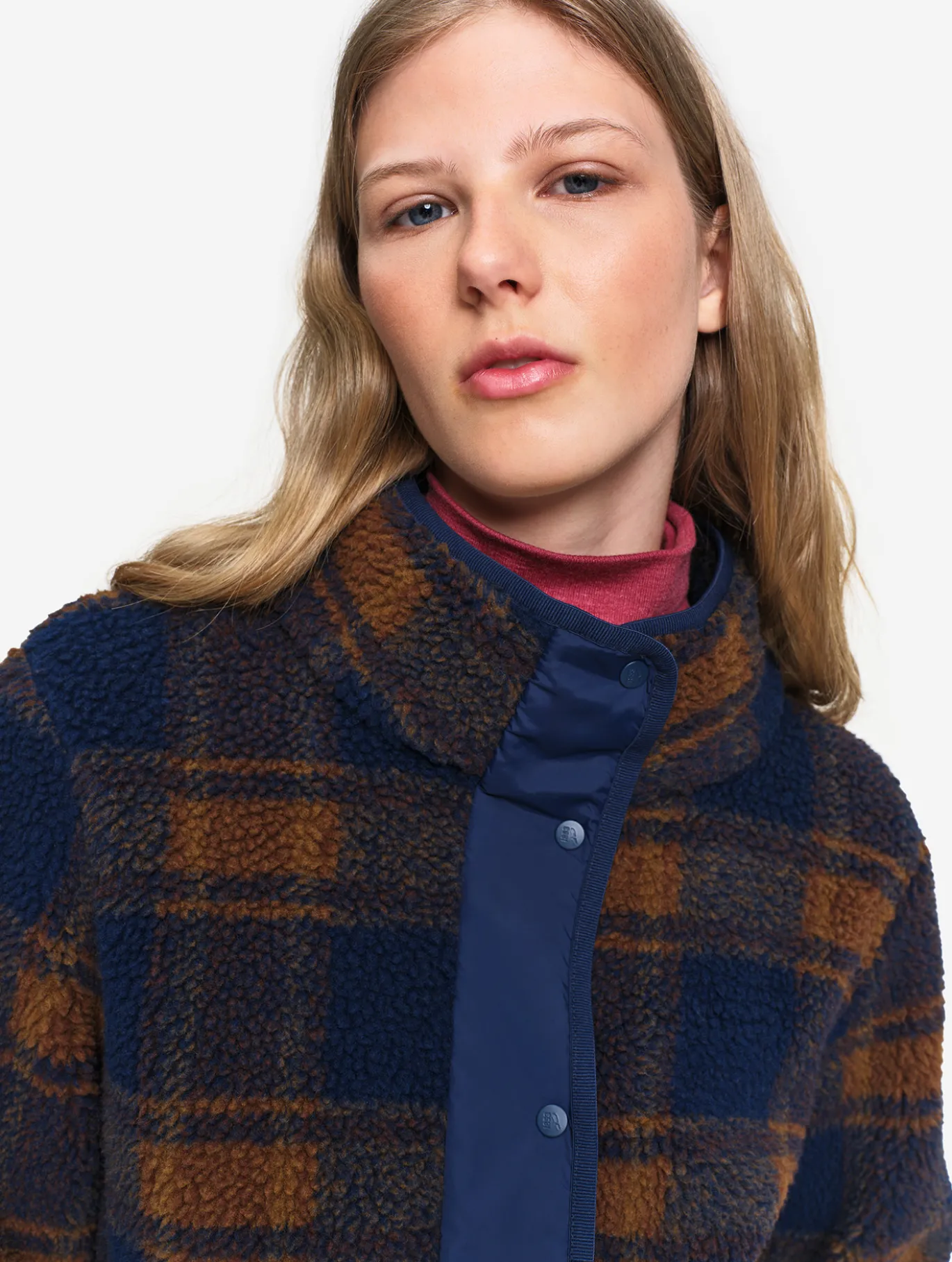 Blouson jacquard en sherpa - Bleu