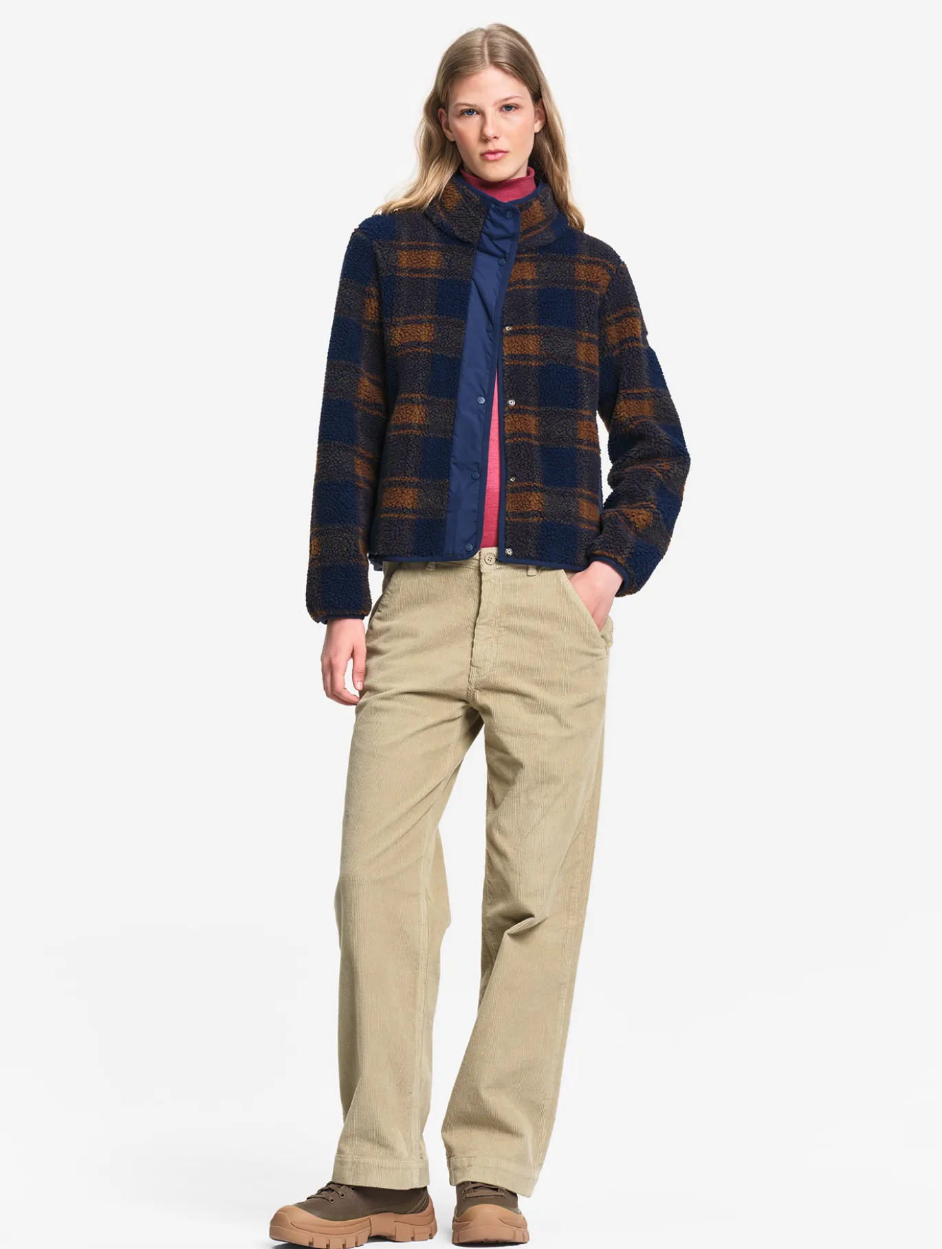 Blouson jacquard en sherpa - Bleu