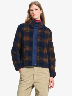 Blouson jacquard en sherpa - Bleu