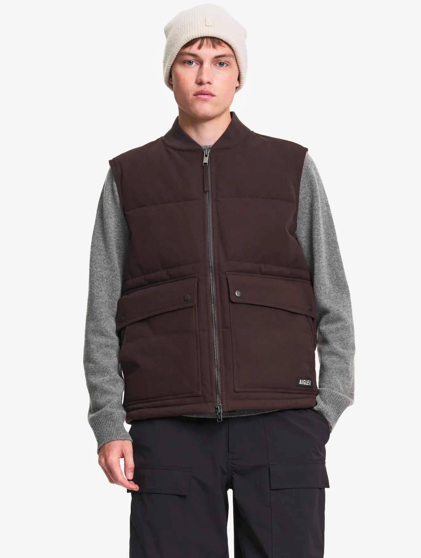 Blouson Repreve® sans manche déperlant matelassé - Marron