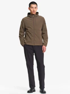 Blouson Softshell coupe-vent à capuche - Marron