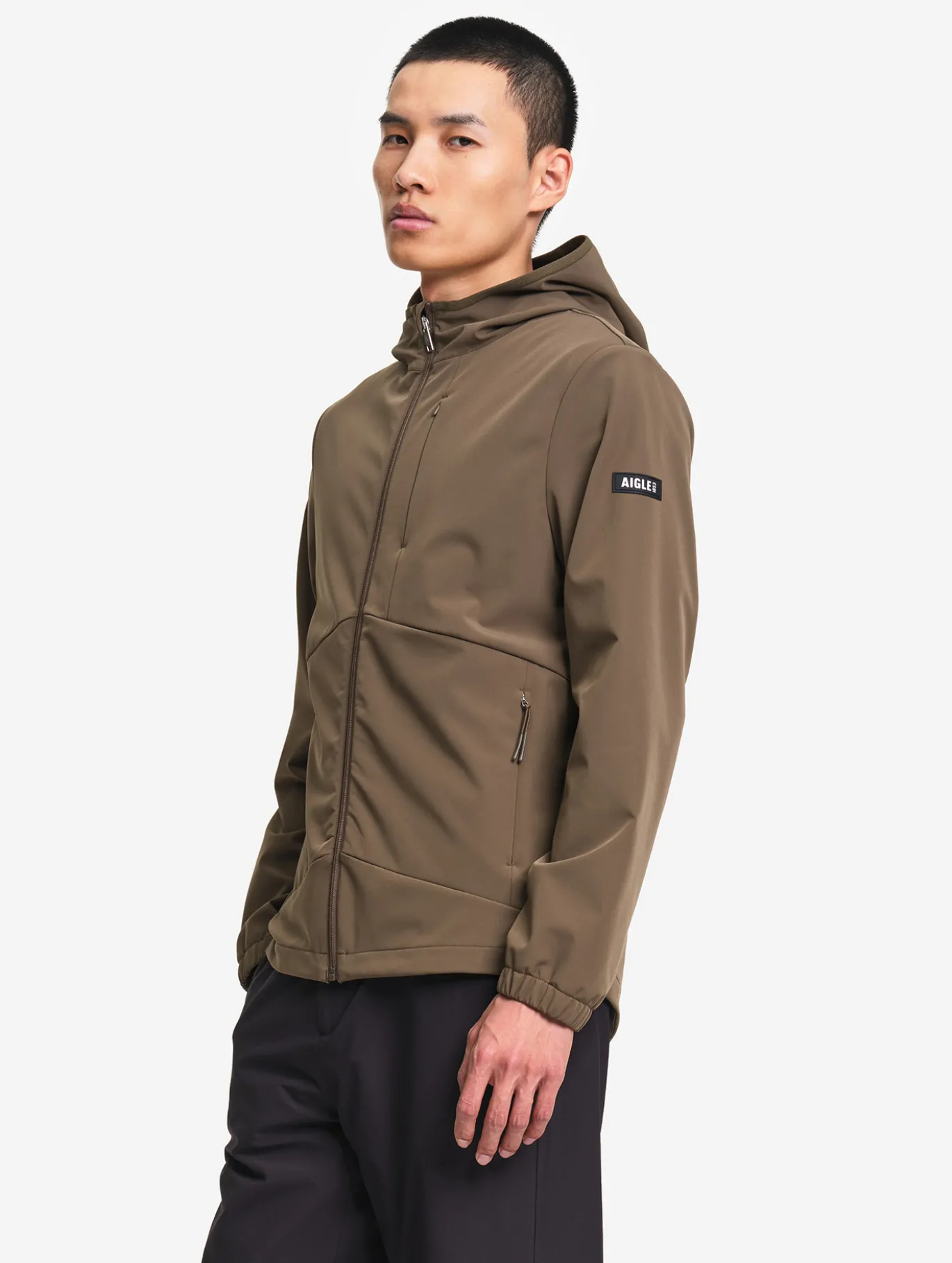 Blouson Softshell coupe-vent à capuche - Marron