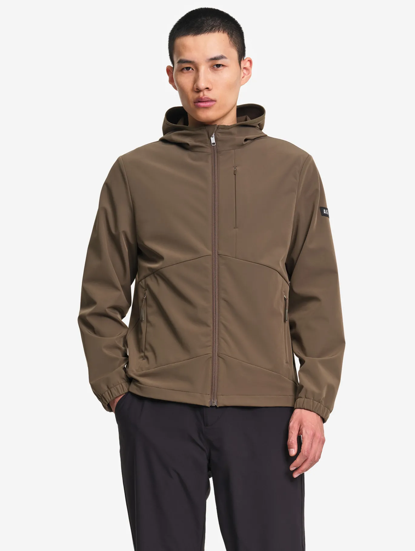 Blouson Softshell coupe-vent à capuche - Marron