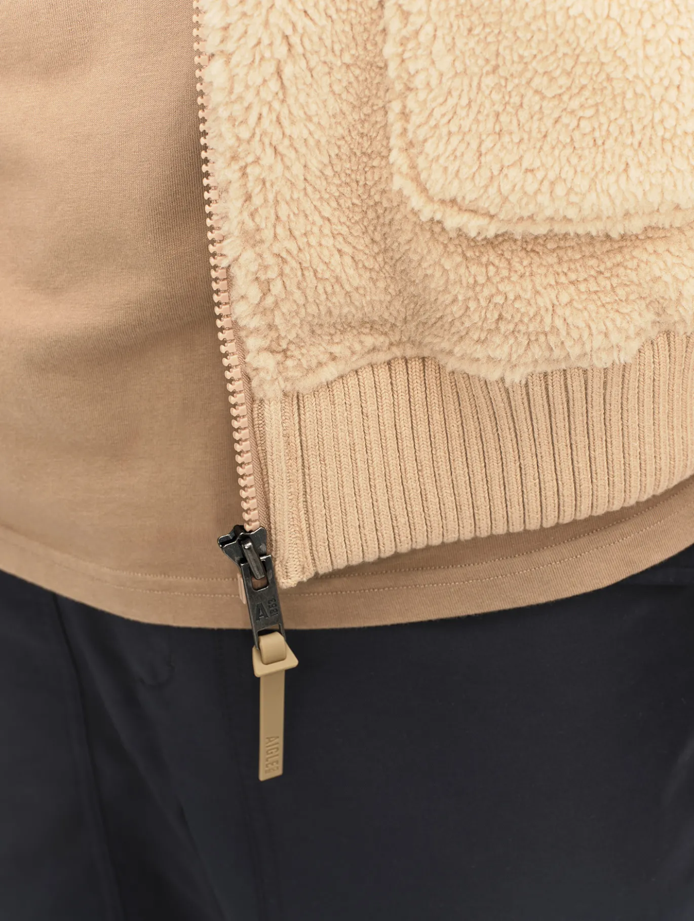 Blouson zippé en sherpa - Beige