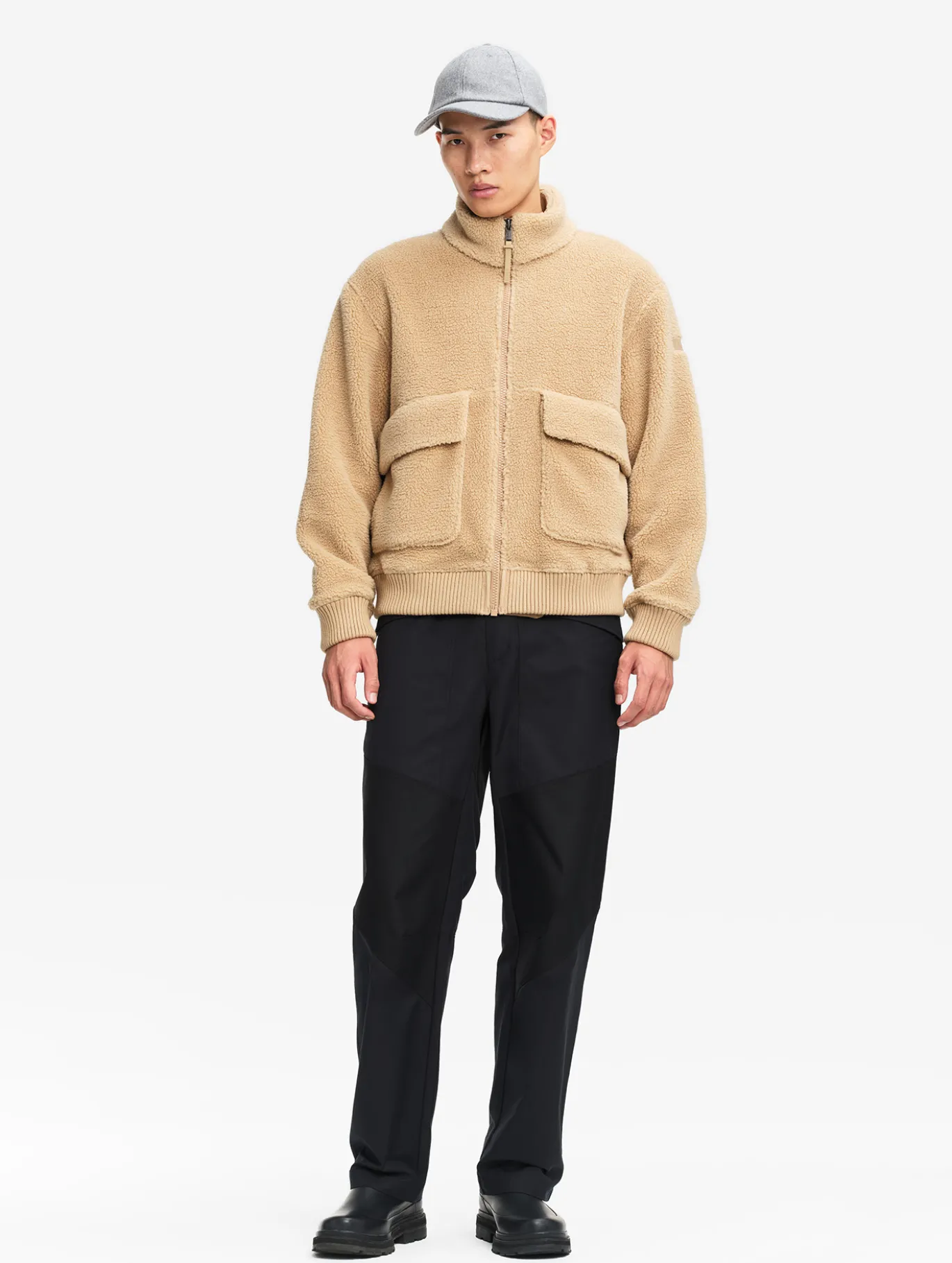 Blouson zippé en sherpa - Beige