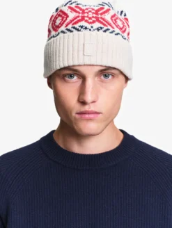 Bonnet en jacquard de laine mélangée - Beige