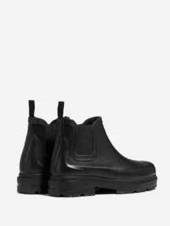 Boots de pluie chelsea fourrées, look urbain en caoutchouc naturel, made in France - Noir