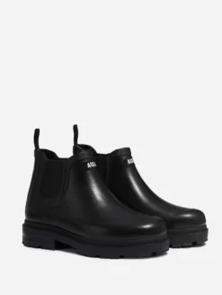 Boots de pluie chelsea fourrées, look urbain en caoutchouc naturel, made in France - Noir