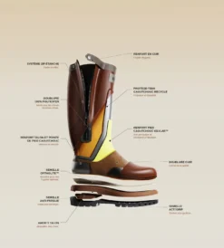 Botte Parcours 3.0 Trophée doublée cuir semelle Acti'Grip anti-fatigue - Marron