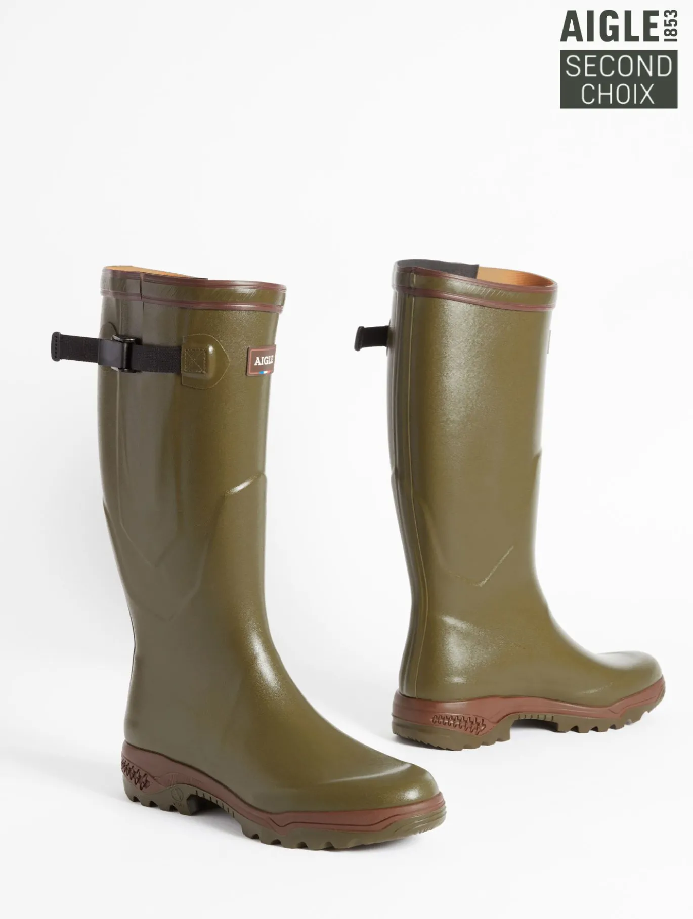 Bottes anti-fatigue adaptées à tous les mollets Made in France - Kaki
