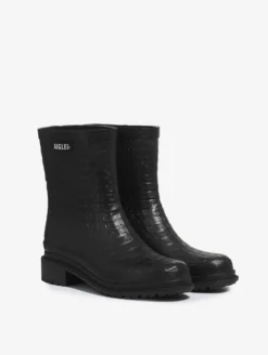 Bottillon de pluie Fulfeel croco - Noir