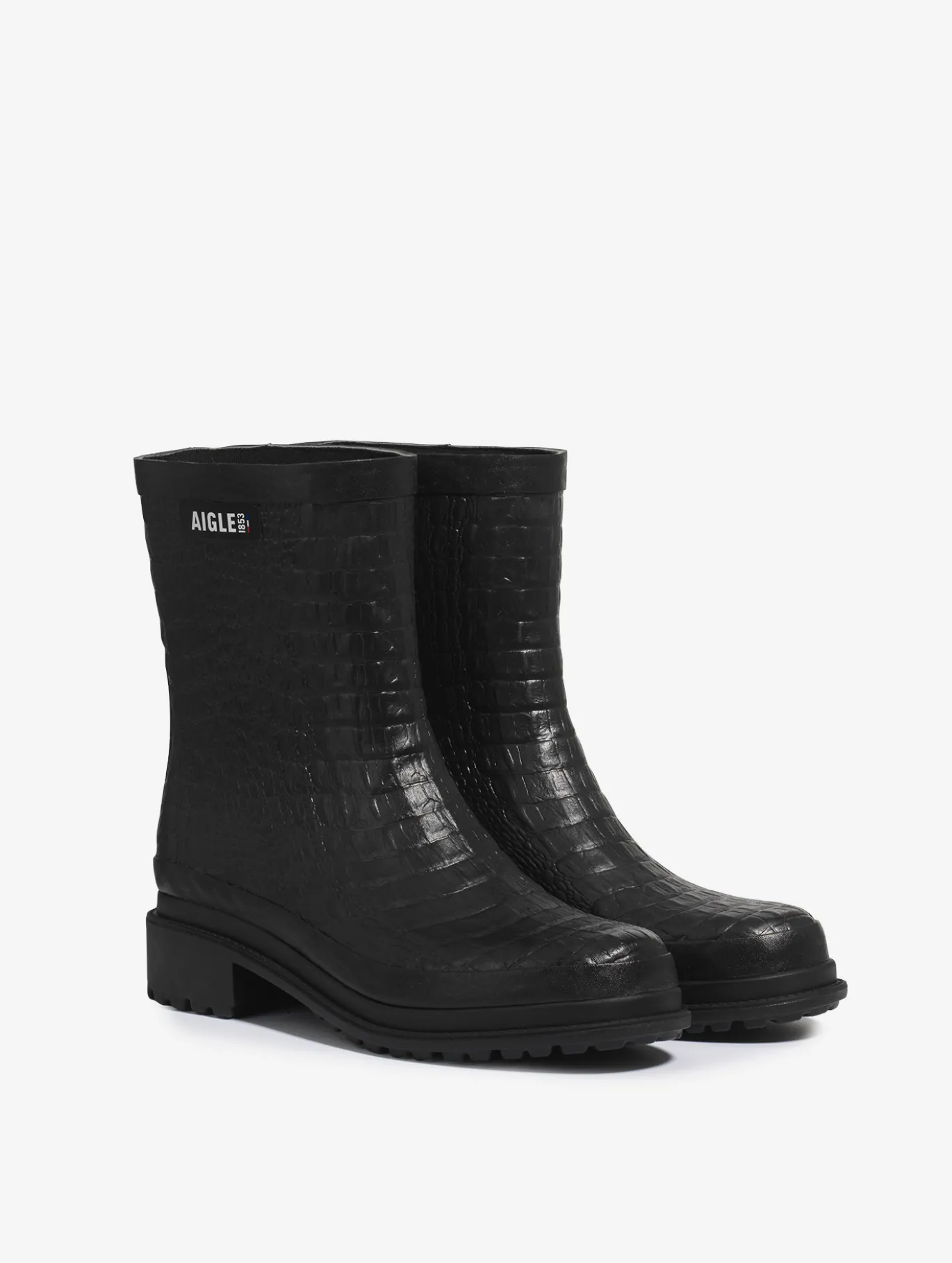 Bottillon de pluie Fulfeel croco - Noir