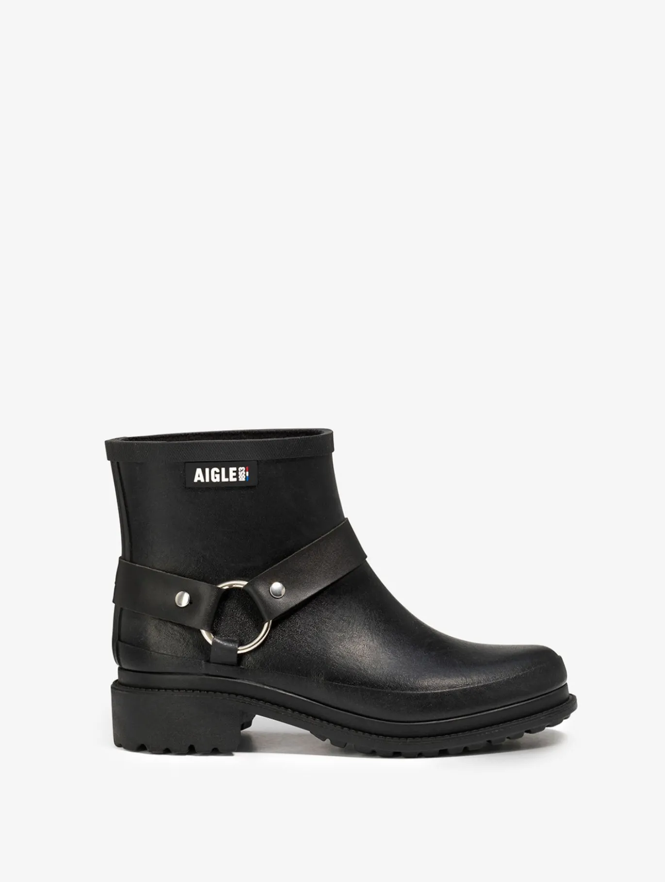 Bottillon de pluie Macadames esprit biker - Noir