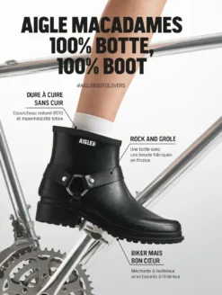 Bottillon de pluie Macadames esprit biker - Noir