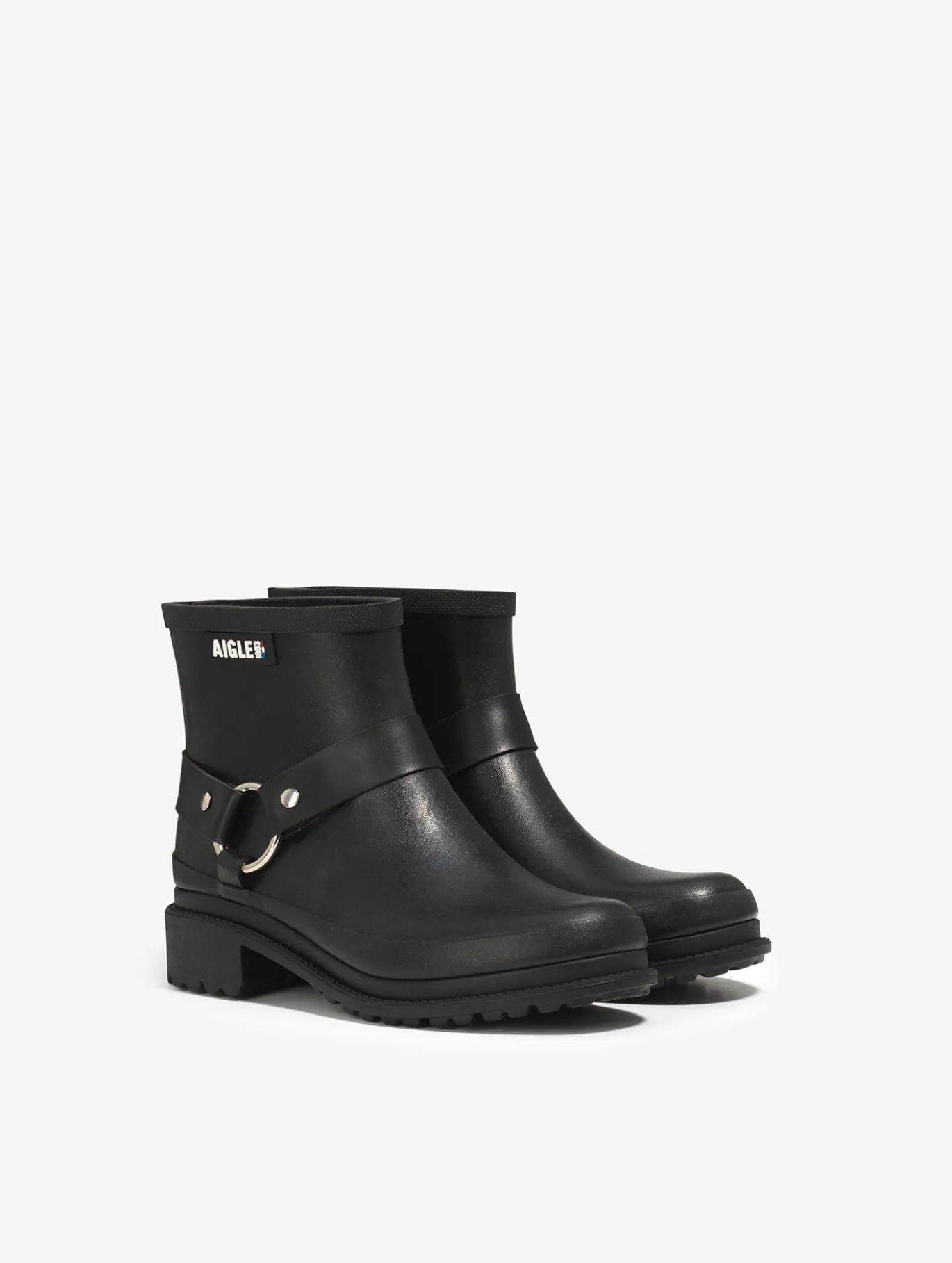 Bottillon de pluie Macadames esprit biker - Noir