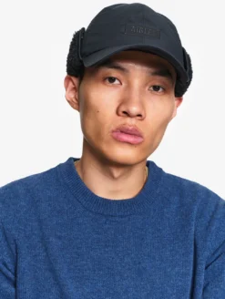 Casquette trappeur déperlante en coton et sherpa - Noir