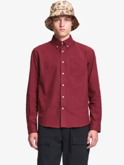 Chemise ajustée en flanelle de coton - Bordeaux