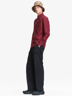 Chemise ajustée en flanelle de coton - Bordeaux