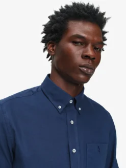 Chemise ajustée en flanelle de coton - Bleu