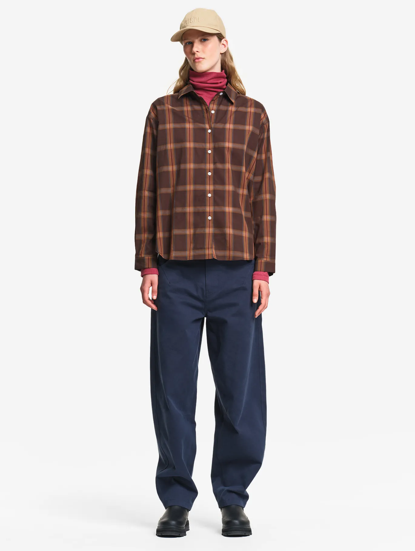 Chemise en coton à carreaux - Marron