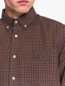 Chemise en flannelle de coton à carreaux - Marron