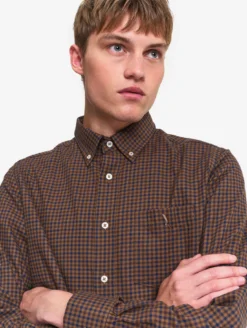 Chemise en flannelle de coton à carreaux - Marron