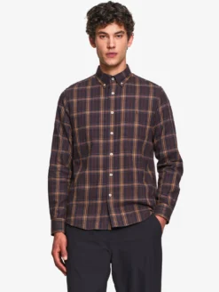 Chemise en flannelle de coton à carreaux - Marron