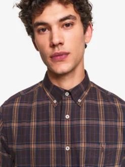 Chemise en flannelle de coton à carreaux - Marron