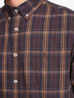 Chemise en flannelle de coton à carreaux - Marron