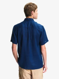 Chemise manches courtes en lin - Bleu