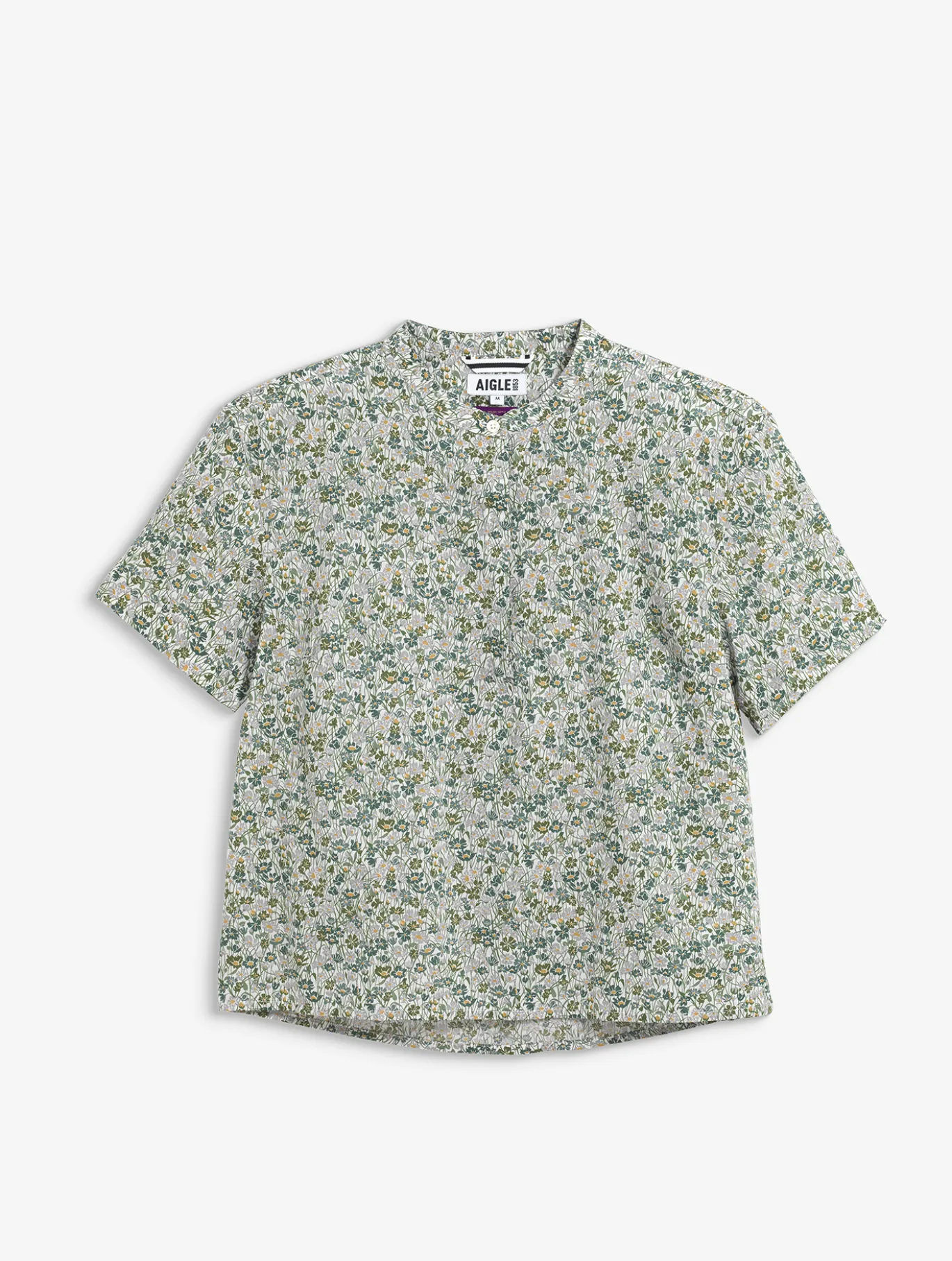Chemise à manches courtes en voile de coton Liberty - Kaki