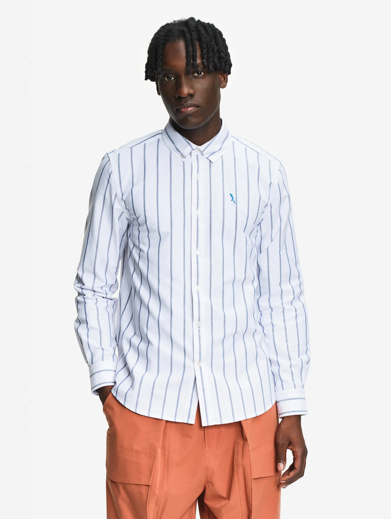 Chemise oxford rayée Dry Fast™ TEXTILE® avec logo sur la poitrine - Blanc