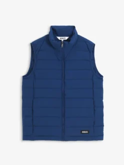 Doudoune courte T-KIT™ sans manche déperlante avec matelassage en duvets et plumes - Bleu
