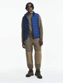 Doudoune courte T-KIT™ sans manche déperlante avec matelassage en duvets et plumes - Bleu