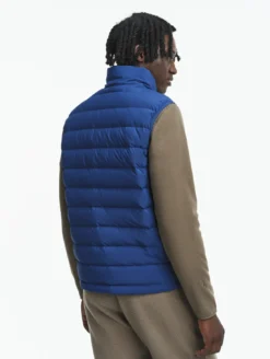 Doudoune courte T-KIT™ sans manche déperlante avec matelassage en duvets et plumes - Bleu