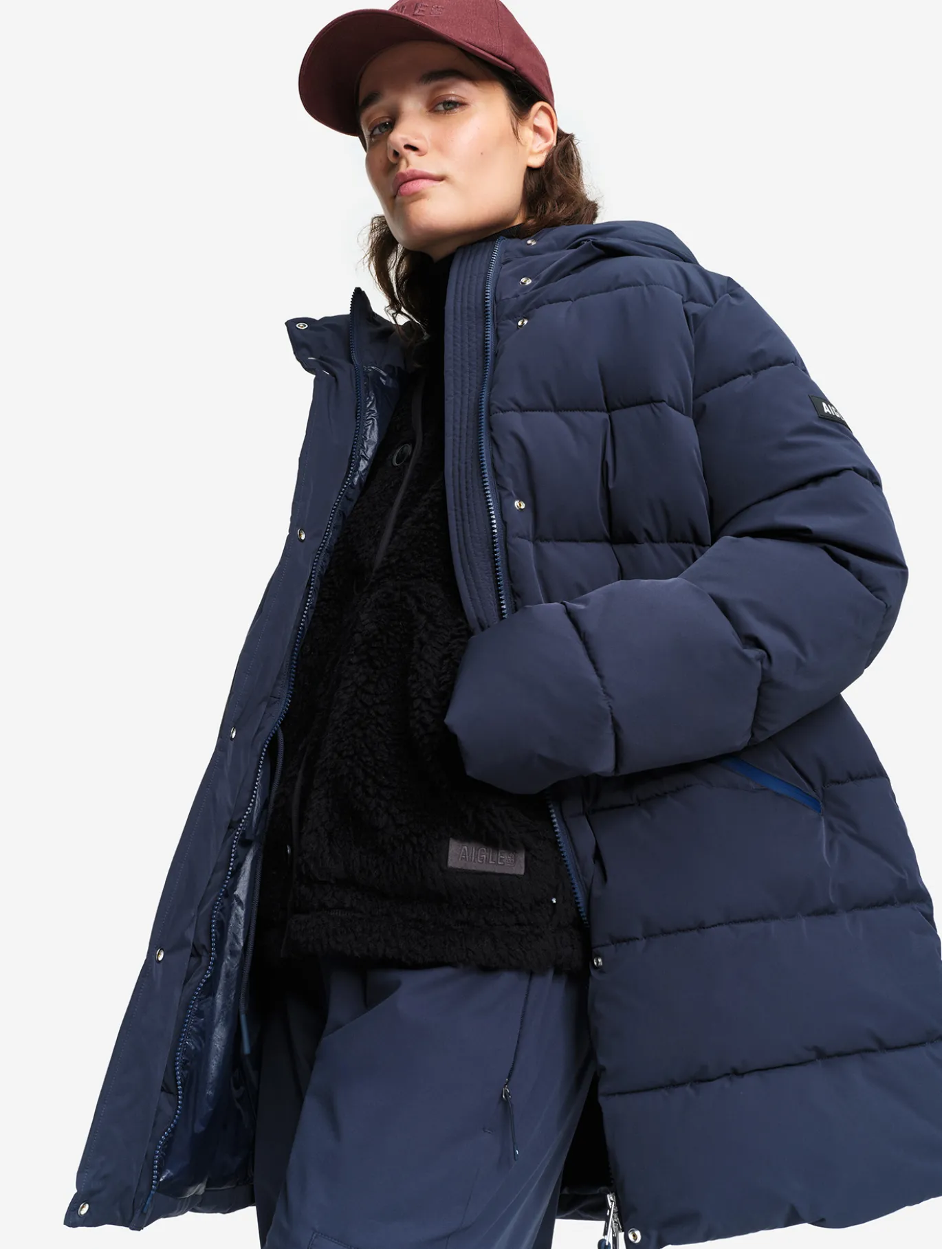 Doudoune Repreve® mi-longue déperlante - Bleu