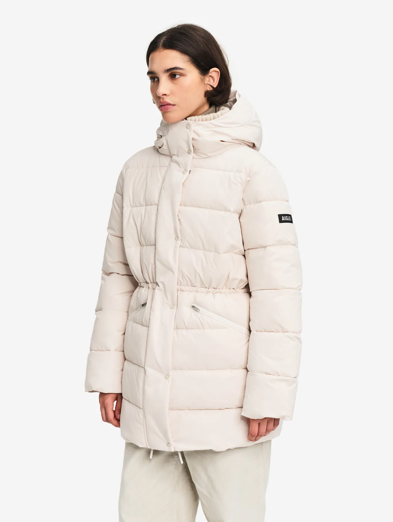 Doudoune Repreve® mi-longue déperlante - Beige
