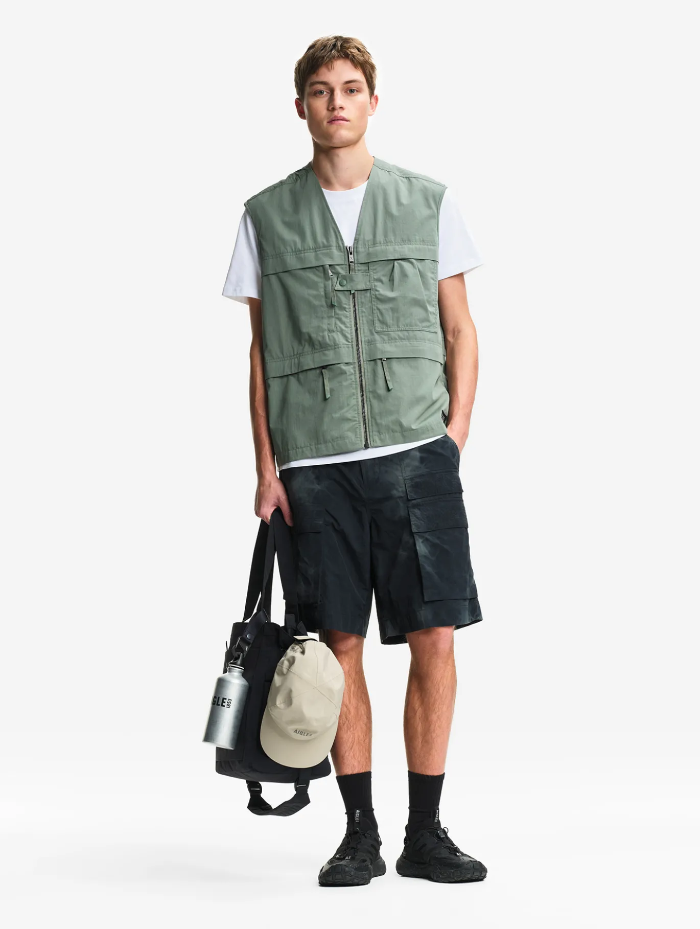 Gilet multi-poches déperlant anti-UV - Vert