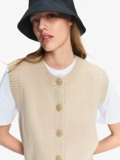 Gilet sans manches en laine mélangé - Beige
