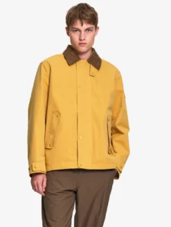 Manteau déperlant avec col velours côtelé - Jaune