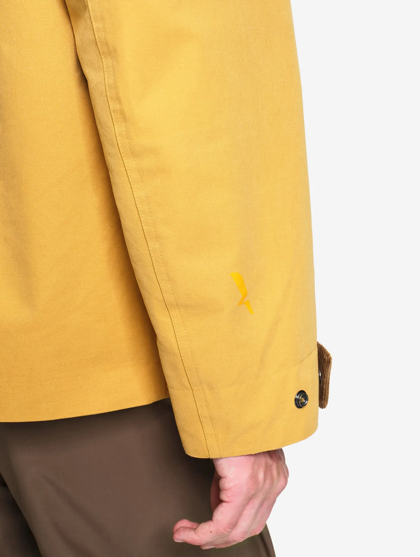 Manteau déperlant avec col velours côtelé - Jaune