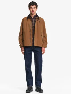 Manteau déperlant avec col velours côtelé - Marron